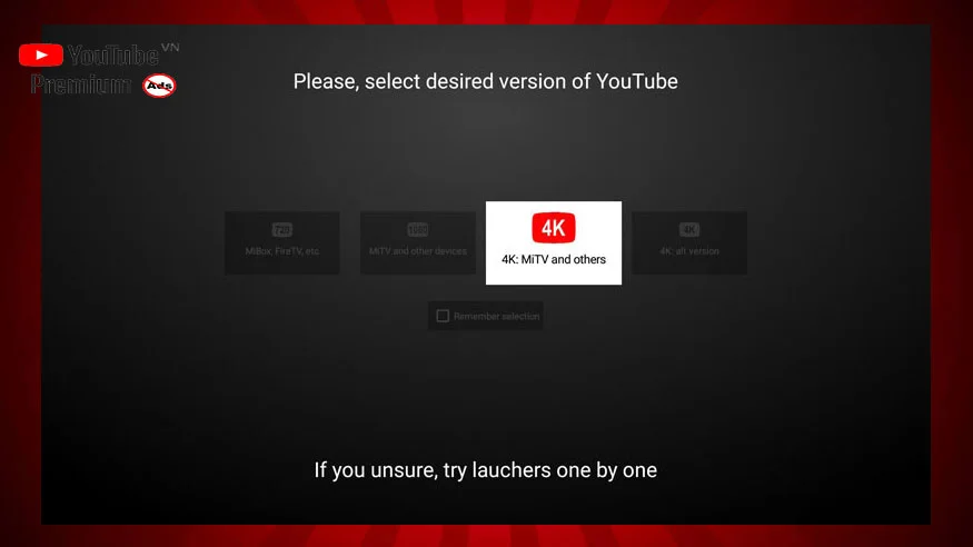 Chọn chất lượng cho Youtube Smart Tivi