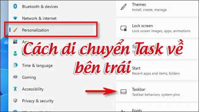 Cách di chuyển các biểu tượng Taskbar sang trái trên Windows 11