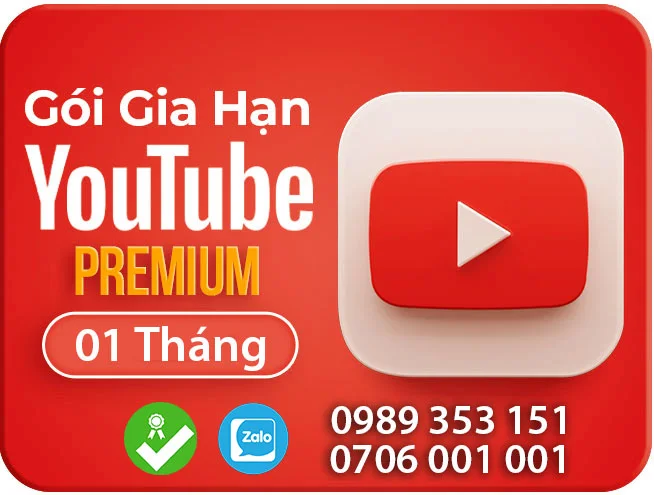 Gói Youtube Premium 01 Tháng